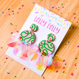 Havana dangles with sequin bubbles (pink & green) - Lolly Polly