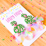 Havana dangles with sequin bubbles (pink & green) - Lolly Polly
