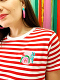 A pretty fly Christmas red and white striped tee (Size XS & L only)