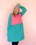Cosy up Dress - Pink & teal