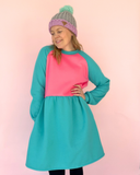 Cosy up Dress - Pink & teal