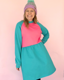 Cosy up Dress - Pink & teal