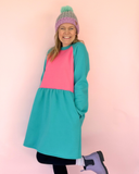 Cosy up Dress - Pink & teal