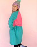 Cosy up Dress - Pink & teal