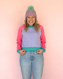 Cosy up Sweater - Purple, pink & teal
