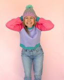 Cosy up Sweater - Purple, pink & teal