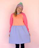 Cosy up Dress - Coral, pink & purple