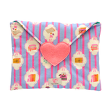 Happy mail clutch - blue & pink stripes