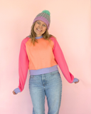 Cosy up Sweater - Coral, pink & purple