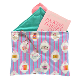 Happy mail clutch - blue & pink stripes