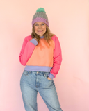 Cosy up Sweater - Coral, pink & purple