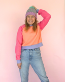 Cosy up Sweater - Coral, pink & purple