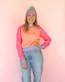 Cosy up Sweater - Coral, pink & purple