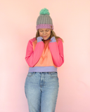 Cosy up Sweater - Coral, pink & purple