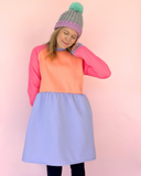 Cosy up Dress - Coral, pink & purple
