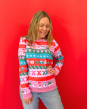 Merry berry Christmas Sweater - pink ribbing