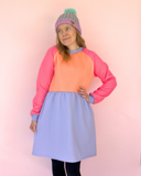 Cosy up Dress - Coral, pink & purple