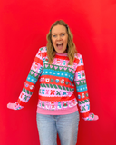 Merry berry Christmas Sweater - pink ribbing