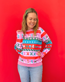 Merry berry Christmas Sweater - pink ribbing