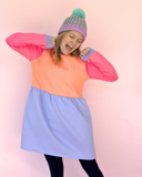 Cosy up Dress - Coral, pink & purple