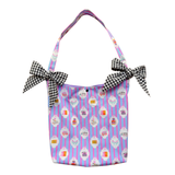 Library date tote bag - blue & pink stripes