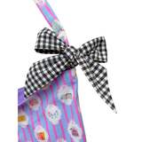 Library date tote bag - blue & pink stripes