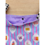Library date tote bag - blue & pink stripes