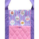 Cosy book club tote bag - blue & pink stripes