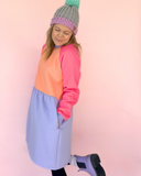 Cosy up Dress - Coral, pink & purple