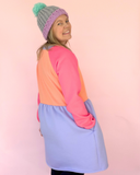 Cosy up Dress - Coral, pink & purple