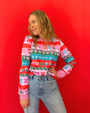 Merry berry Christmas Sweater - pink ribbing