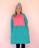 Cosy up Dress - Pink & teal