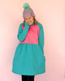 Cosy up Dress - Pink & teal