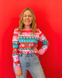 Merry berry Christmas Sweater - pink ribbing