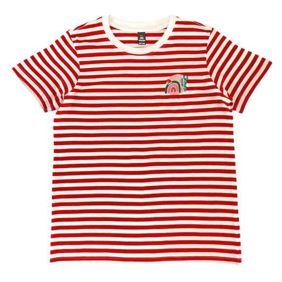 A pretty fly Christmas red and white striped tee (Size XS & L only)